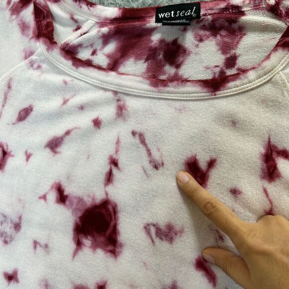 Wet Seal Shirt Womens XL Tie‎ Burgundy Dye Top Long Sleeves Lightweight - Picture 3 of 12